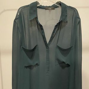 Sanctuary Sheer Blouse in Deep Teal